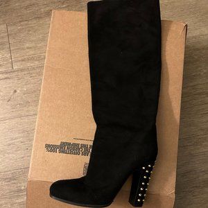 Women's Gucci suede 4 inch studded knee high boots